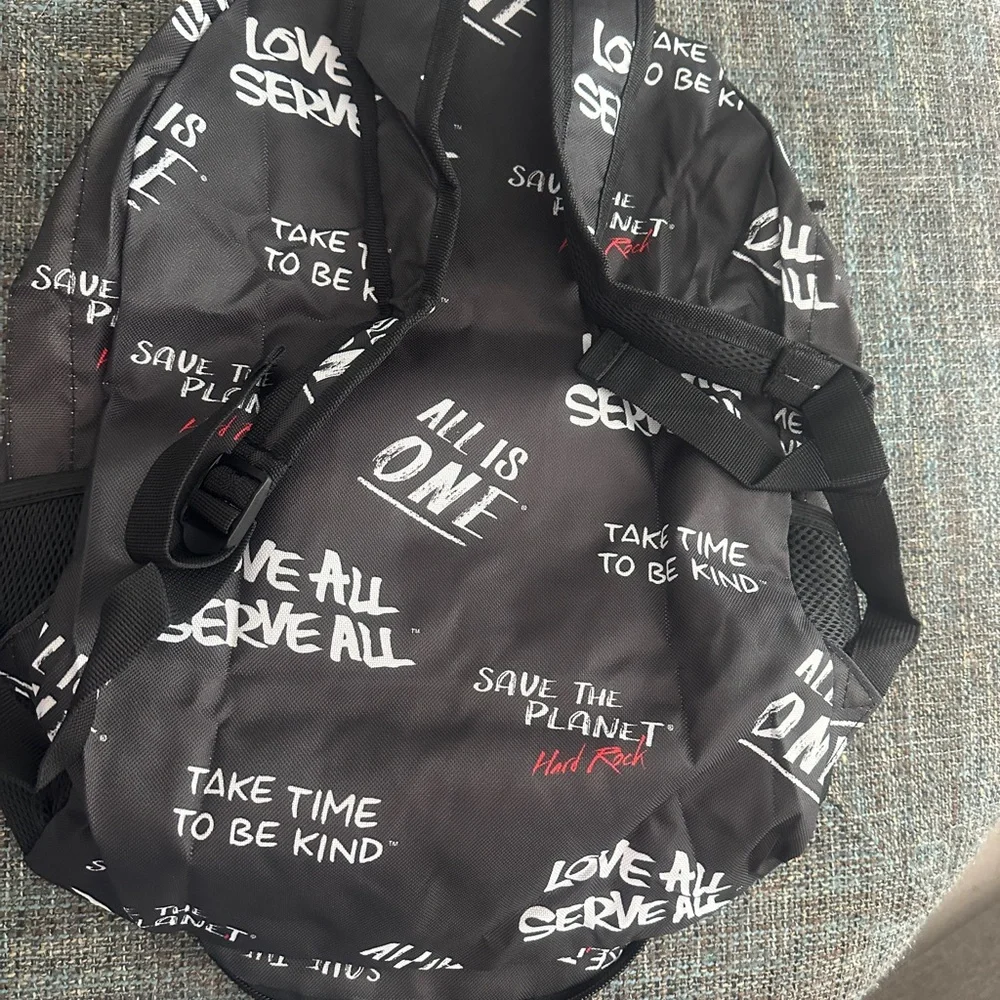 Hard Rock Cafe Black and White Folding Backpack